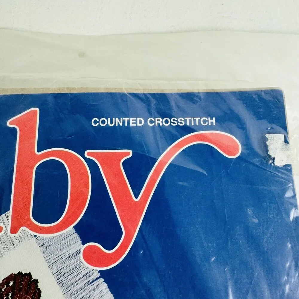 Bernat Baby Counted Crosstitch Baseball Bear Coverlet Craft Kit 30x42